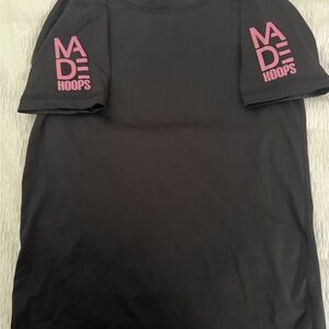 Black Performance Tee with Pink MADE Hoops Logo